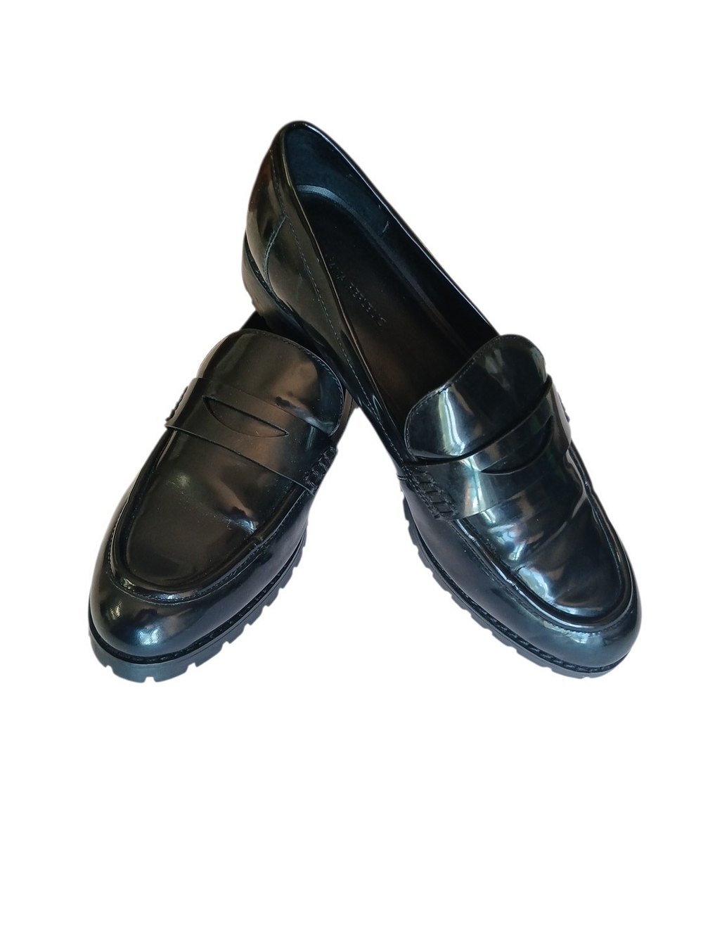 Banana Republic Black Patent Leather Lug Sole Loafers